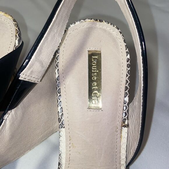 Louise et Cie Lo-Jerry Pointy Toe Slingback Pump Black with snake print Size 11 - Picture 7 of 12